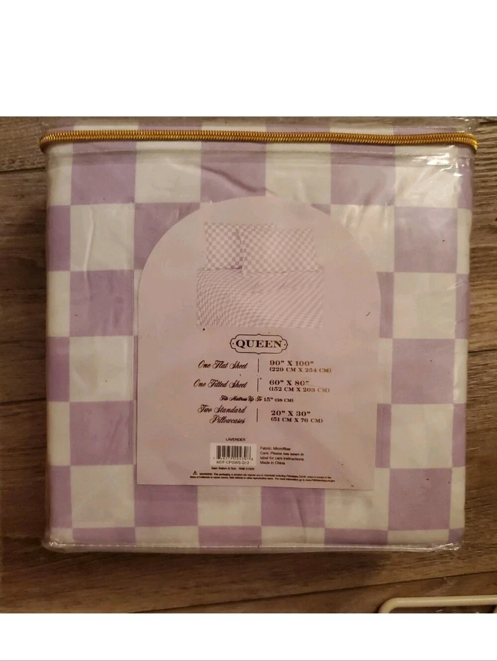 Lilac Check Queen Sheet Set
